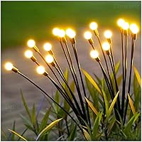 DenicMic Solar Garden Lights Outdoor 10 LED Solar Firefly Lights with Highly Flexible Copper Wire, Solar Lights Outdoor Waterproof for Pathway Yard Patio Garden Decorations (Warm White, 4 Pack)