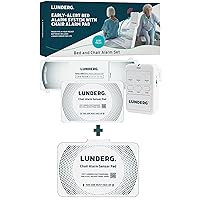 Lunderg Bed Alarm & Chair Alarm System - With Extra Chair Pad - Wireless Early-Alert Bed Sensor Pad, Chair Sensor Pad & Pager - Chair & Bed Alarms and Fall Prevention for Elderly and Dementia Patients