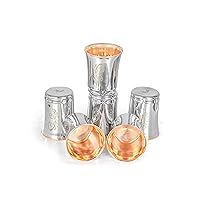 100% Pure Copper Set of 6 set of 6 Glass Stainless Steel Outer and Inside Pure Copper | Utensils Inside Copper for Ayurveda Healing | Set of 6 Glass