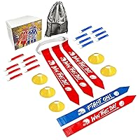 Flag Football Set - 14 Football Belts, 42 Football Flags, 5 Cones, 1 Bag - Indoor Outdoor Football Games Kit for Kids, Youth, and Adults