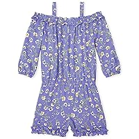 The Children's Place girls Girls Floral Off Shoulder Ruffle Romper