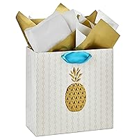 Hallmark Signature Large Gift Bag with Tissue Paper, Embossed Pineapple (Baby Showers, Bridal Showers, Weddings, All Occasion)