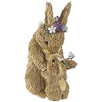Northlight Mommy and Baby Bunny Sisal Easter Figure, 12