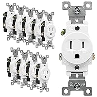 ENERLITES Single Receptacle Outlet, Tamper-Resistant, Commercial Grade, 3-Wire, Grounding Screw, 2-Pole, 5-15R, UL Listed, 61150-TR-W-10PCS, (10 Pack), 15A 125V White, 10