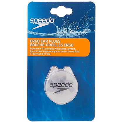 Speedo Unisex-Adult Swim Training Ergo Ear Plugs Silver, 1 Pair (Pack of 1)