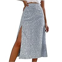 Ditsy Floral Print Pencil Skirt Split Side High Waist Skirt A Line Stretchy Elegant Beach Skirt Sexy Boho Midi Skirt