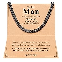 PINKDODO Stainless Steel Mens Cuban Link Chain 20 Inches Promise Necklace for Him Men Boyfriend Husband Son Brother Valentines Day Anniversary Christmas Birthday Gift Ideas