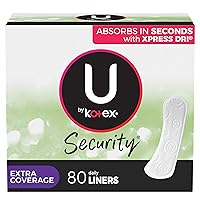 U by Kotex Lightdays Liners Extra Coverage, Unscented, 80 Count