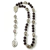Catholic Prayer Beads Guardian Angel St Michael Chaplet Amethyst Gemstone with Blessed with Anointing Oil