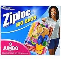 Ziploc Jumbo Big Bags with Double Zipper, 3 CT (Pack of 2)