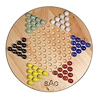WE Games Custom Engraved Solid Wood Chinese Checkers Set with Glass Marbles - 11.5 inches