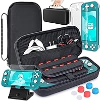 Case Compatible with Nintendo Switch Lite with Switch Lite Screen Protector Carrying Case Cover for Nintendo Switch Lite Adjustable PlayStand and 6 Thumb Grip Caps Console Accessories
