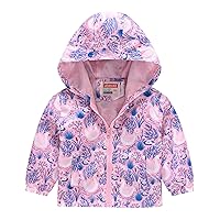 Boys Water Jacket Toddler Boys Girls Casual Jackets Printing Cartoon Hooded Outerwear Zipper Infant (Purple, 4-5 Years)