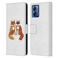 Head Case Designs Officially Licensed Wyanne Two Baby Foxes Animals 2 Leather Book Wallet Case Cover Compatible with Motorola Moto G14