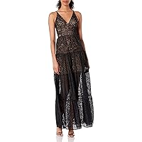Dress the Population Women's Melina Sleeveless Plunge Neckline Fit and Flare Maxi Dress