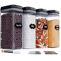 Chef's Path Airtight Food Storage Boxes with Labels - Kitchen Storage - Flour, Cereal, Pasta - Plastic Storage Boxes with Lids (4pcs-3.2L)