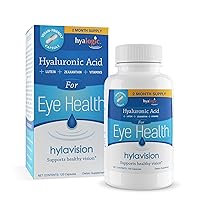 HylaVision Eye Health Supplements: Hyaluronic Acid, Lutein and Zeaxanthin Dietary Supplements for Vision Support (120 Capsules)— Vegan Formula by Hyalogic