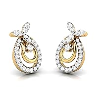 Jiana Jewels Yellow Gold 0.50 Carat (I-J Color, SI2-I1 Clarity) Natural Diamond Delicate Stud Earrings for Women and Girls