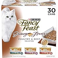 Purina Fancy Feast Gravy Lovers Poultry and Beef Gourmet Wet Cat Food Variety Pack - (Pack of 30) 3 oz. Cans