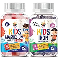 Iron Gummies for Kids & Magnesium Gummies for Kids & Adults - 500mg - Calm Magnesium Chews - Magnesium Citrate Chewable Supplement for Mood & Muscle Support