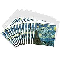 3dRose Starry Night by Van Gogh vintage - Greeting Cards, 6 x 6 inches, set of 12 (gc_164649_2)
