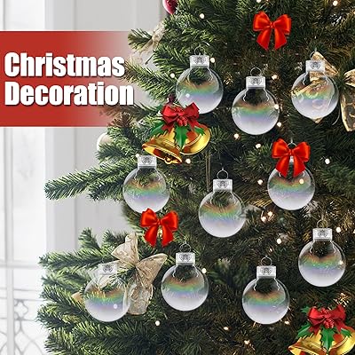 12 Pcs Clear Plastic Ornaments, Christmas Diy Ornaments,Clear Plastic  Fillable Balls Ornament, Christmas Tree Decor,3.15Inch Christmas Balls for  Christmas, Birthday, Wedding Decor (80 mm) 