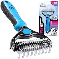 Pat Your Pet Deshedding Brush - Double-Sided Undercoat Rake for Dogs & Cats - Shedding Comb and Dematting Tool for Grooming, Extra Wide