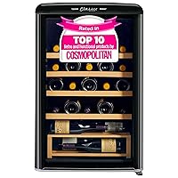 125CRWFB Classic Retro 21-inch 28-Bottle Wine Cooler, Single Zone, Intuitive Digital Control Panel with Wood Shelves in Midnight Black
