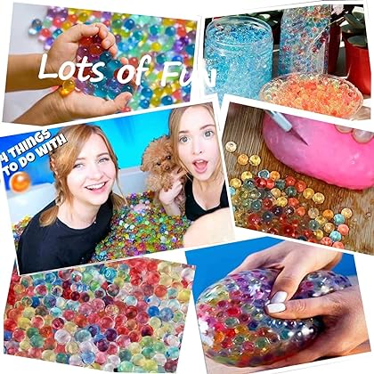 ELONGDI Water Beads Pack Rainbow Mix 50,000 Beads Growing Balls, Jelly Water Gel Beads for Spa Refill, Kids Sensory Toys, Vases, Plant, Wedding and Home Decor