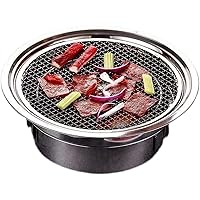 Stainless steel Korean style charcoal barbecue stove Portable barbecue grill for household commercial round outdoor camping dinner Large size 40cm