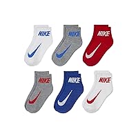 Nike Boy`s Cushioned Quarter Socks 6 Pack (Grey(BN0508-U89)/W_G, 5-7(Kids 10C-3Y))