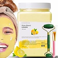 Lemon Jelly Face Mask for Facials - 23 Oz Jar with Free Jade Roller & Spatula | DIY & Professional Hydrojelly Masks | Vajacial Jelly Mask Powder | Skin Moisturization, Brightening & Nourishment