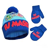 PJ Masks Boys' Winter Accessory Hat and Mittens Set, Toddler Beanie for Kids Ages 2-4