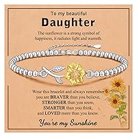UNGENT THEM Sunflower Gifts for Mom/Daughter/Granddaughter/Niece/Sister/Friend, Adjustable Bracelet for Teen Girls Women