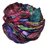 10 Yards Recycled Sari Silk Ribbon Yarn, use for Crochet, Knit, Jewelry, Craft, Weave, Sari Silk Tassel Necklace Blue Purple