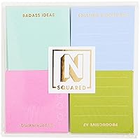 C.R. Gibson Mini Notepads, Squared Colorblock - 4 Pack Set, 50 Sheets per Pad - Stylish and Functional Stationery (CM34-25500)