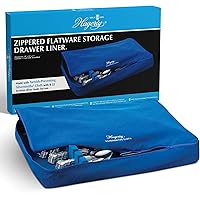 Hagerty Zippered Flatware Storage Drawer Liner –Tarnish Preventative Silverware Organizer, Large Container, Cutlery Holder, and Utensil Keeper Bag, Made in USA, Kosher Certified,Blue, 19
