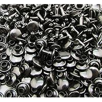 Amanteao Gun Black Double Cap Rivets Plane Cap 12mm and Post 12mm Pack of 60 Sets