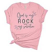 Womens Christian Tshirt God is My Rock and My Salvation Short Sleeve T-Shirt