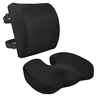 Amazon Basics Seat Cushion & Lumbar Support, Memory Foam, Black, 2-Pack