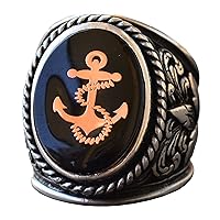 Sterling Silver Men Ring, Ship Anchor Ring, Anchor Nautical Ring