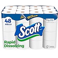 Rapid-Dissolving Toilet Paper, 48 Double Rolls, Sustainable, Septic-Safe, Toilet Paper