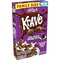 Krave Breakfast Cereal, 7 Vitamins and Minerals, Kids Snacks, Family Size, Brownie Batter, 16.2oz Box (1 Box)