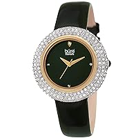 Burgi Women's Swarovski Crystal & Diamond - Accented Leather Strap Watch - Beautiful Gift Box Great for Mother's Day - BUR199