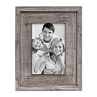 Adeco Handmade Rustic Wooden Picture Frames with Real Glass to Display 5 x 7 Inch Photo for Wall Hanging and Tabletop, Coffee Brown