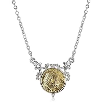 Silver-Tone and 14k Gold-Dipped Crystal Mary and Child Pendant Necklace, 16