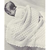 Vintage Knitting PATTERN to make -Baby Shawl Blanket Afghan Carriage Cover Moss. NOT a finished item. This is a pattern and/or instructions to make the item only.