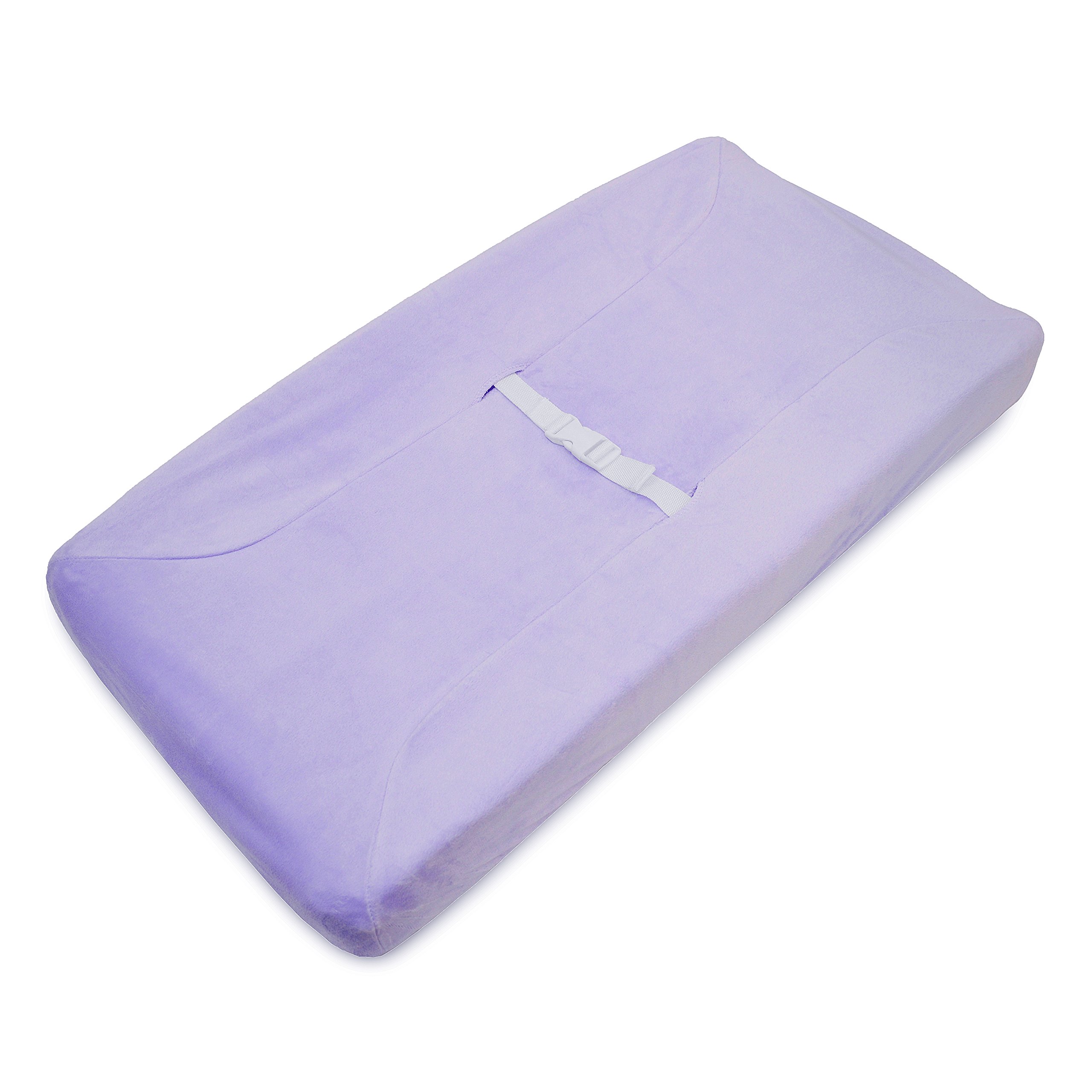 TL Care Heavenly Soft Chenille Fitted Contoured Changing Pad Cover, Lavender, for Girls