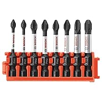 BOSCH CCSPHV208 8-Piece Assorted Set 2 In. Impact Tough Phillips Power Bits with Clip for Custom Case System