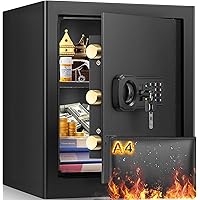 2.3 cu ft Spacious Fire Proof Safe Boxes for Home Use, Large Home Safe with Fireproof A4 Document Bag & Mute Function, Combination Lock Box for Money Firearm Medicine Document